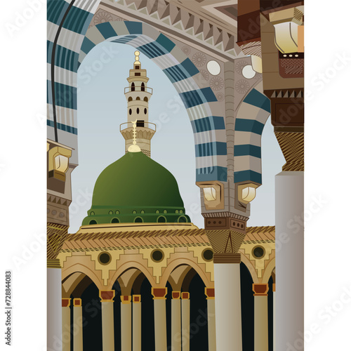 Prophet's Mosque vector for Mawlid al Nabi or al Mawlid al Nabawi