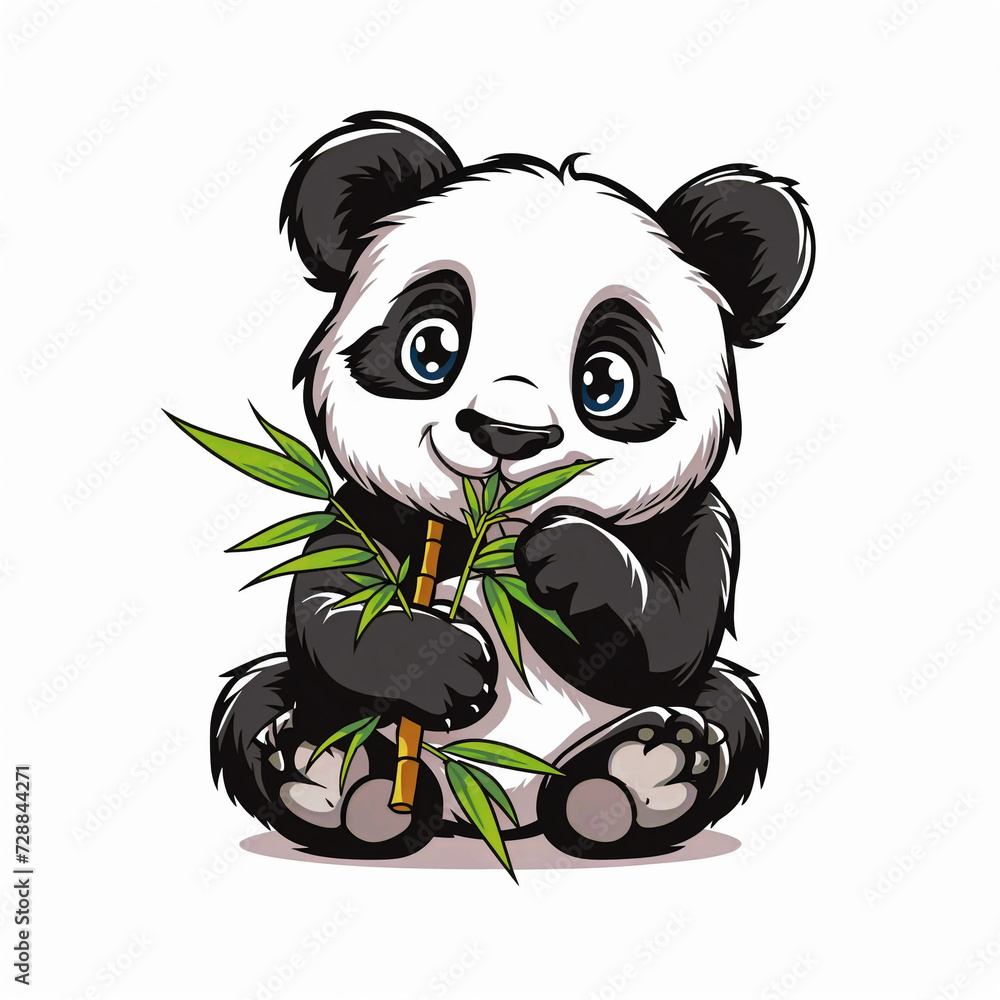 Obraz premium cute panda vivid illustration on white background