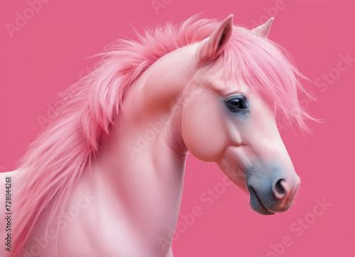 Mystical Pink Mane Horse Portrait © Andrey