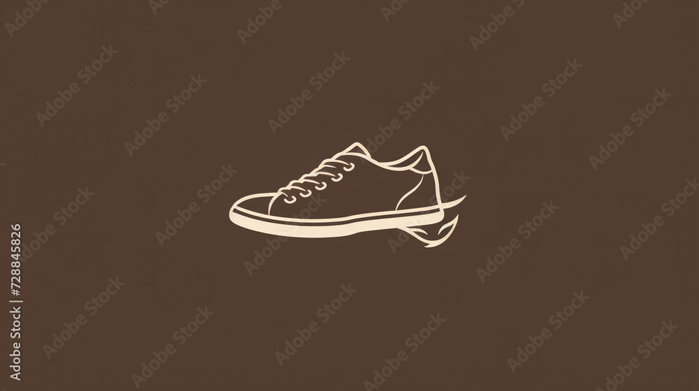 Logo, illustration of a light outline of shoes on a brown background Logo, illustration of a light outline of shoes on a brown background