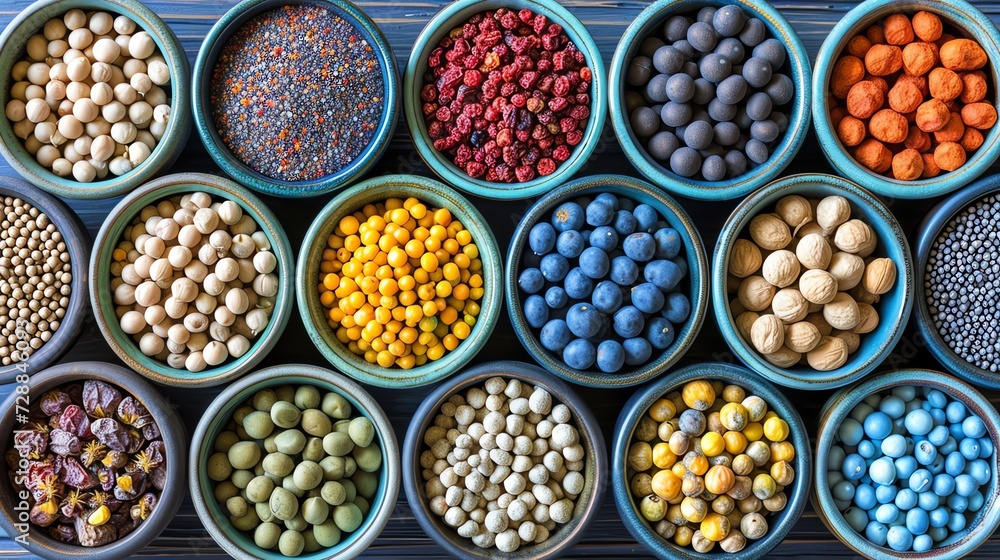 Assorted Legumes in Ceramic Bowls Assorted Legumes in Ceramic Bowls