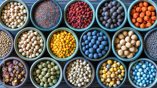 Assorted Legumes in Ceramic Bowls © Raad