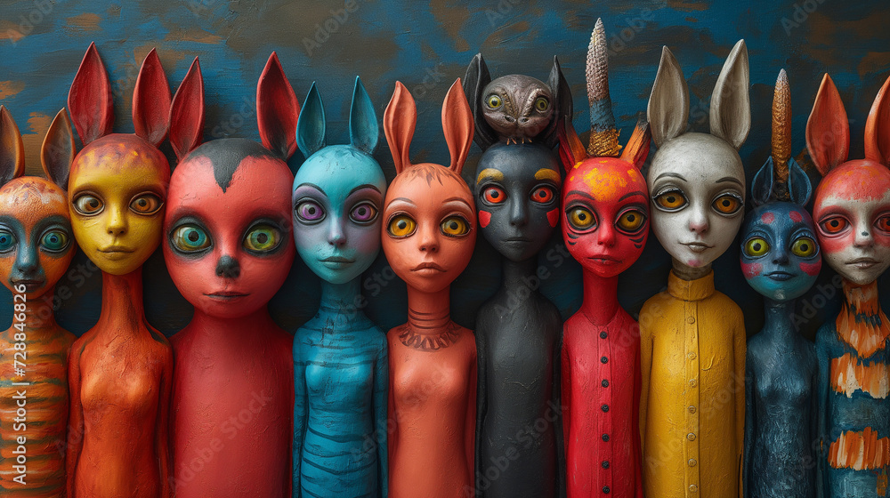 Obraz premium a group of colorful creatures representing diversity concept