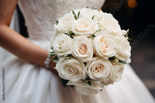  Bride's Embrace of White Roses