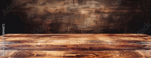 Wooden Table in Front of Dark Background