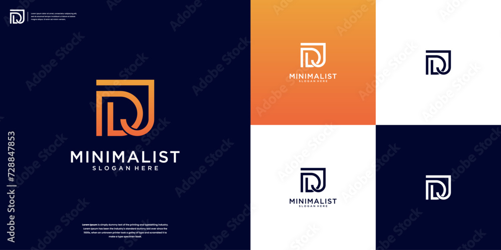 Abstract Initial Letter D and J or DJ Logo. Abstract Initial Letter D and J or DJ Logo.