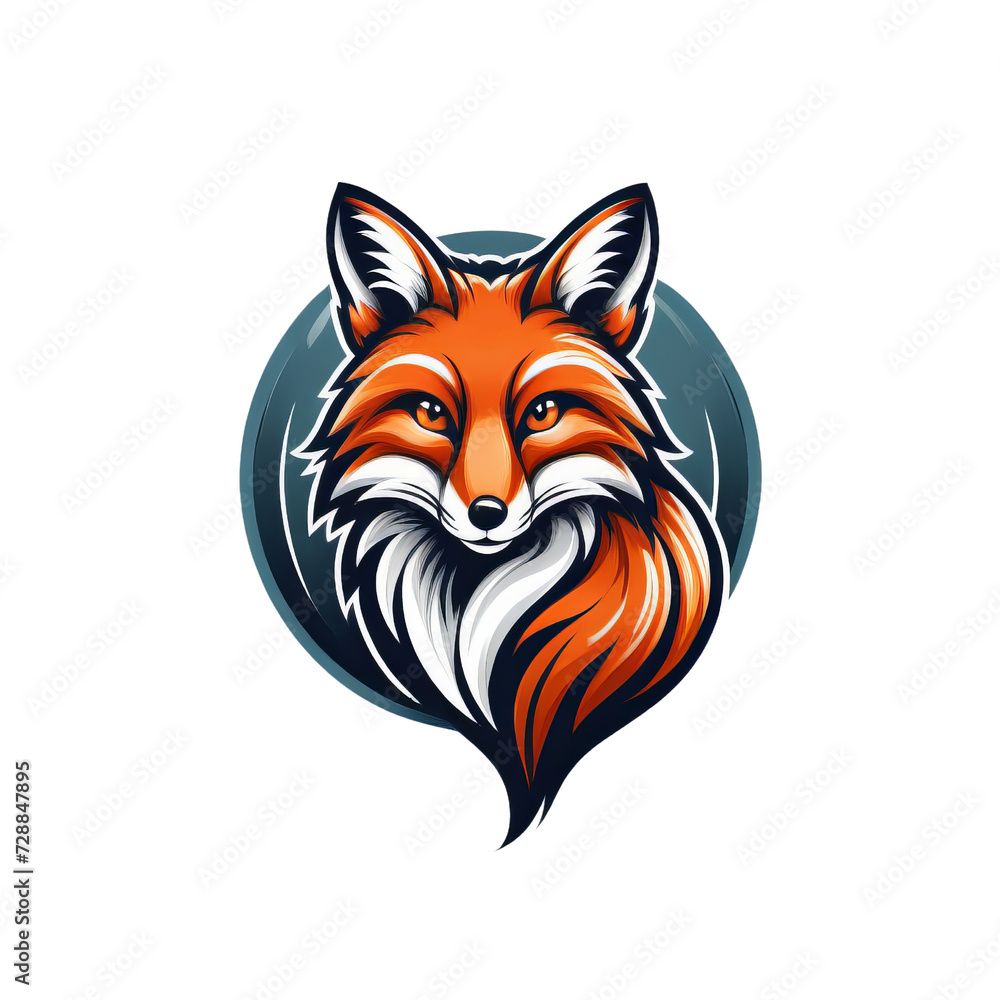 Stylish Fox Logo Design in Orange and Blue Colors, PNG Format Stylish Fox Logo Design in Orange and Blue Colors, PNG Format