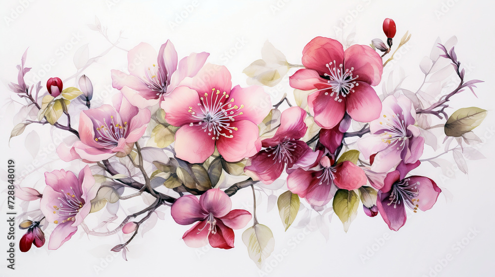Naklejka premium Beautiful flowers in chinese style. Ai art