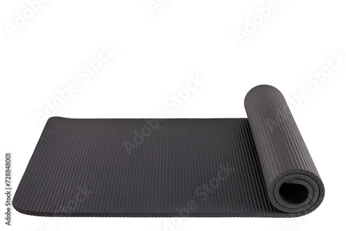 Rolled yoga mat isolated on a white background