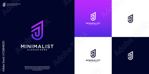 J letter initial logo template vector, modern app, elegant branding design