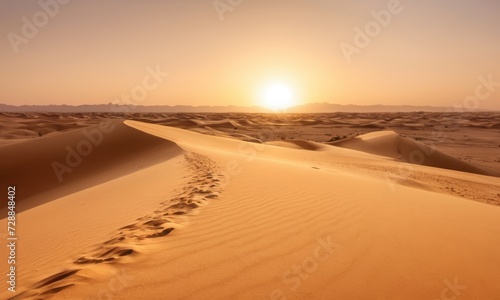 Golden sunset over a serene desert landscape