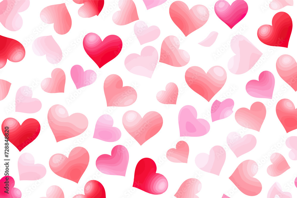 Red love heart seamless pattern watercolor. Vector illustration design.