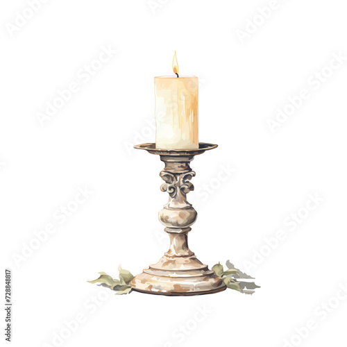 Watercolour of a white candle. Vector illustration design.