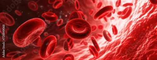 Red Blood Cells Flowing in Blood Vessel