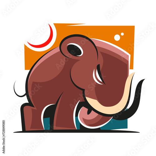 mammoth elephant logo vector icon illustration. mammoth ancient animal line logo mascot
