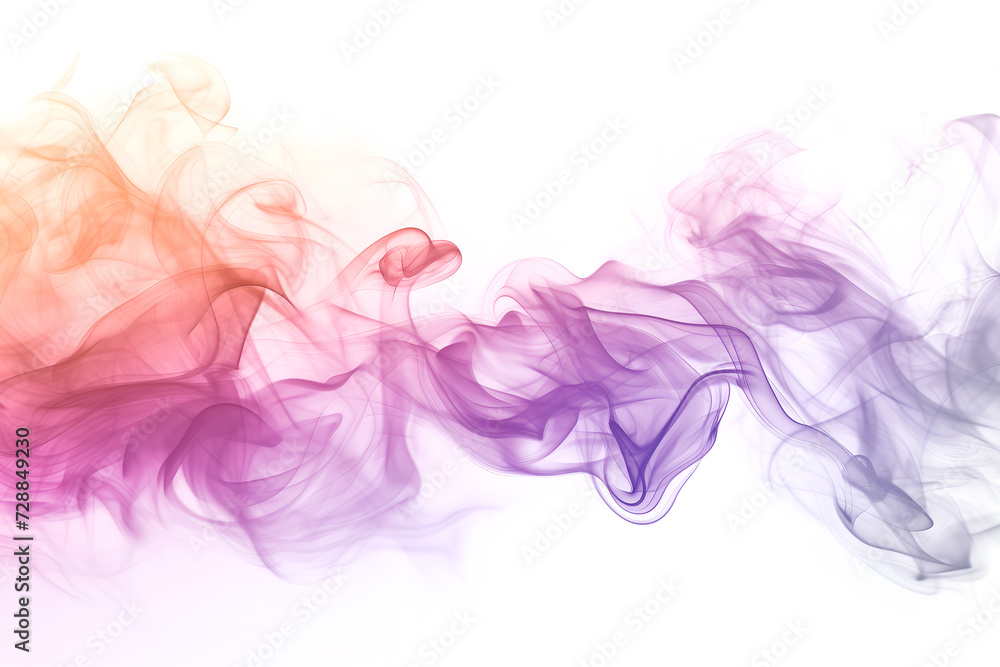 Abstract colorful rainbow smoke cloud on white background