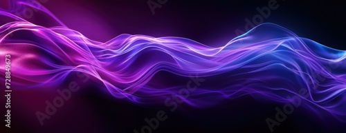 Purple and Blue neon Wave on Black Background