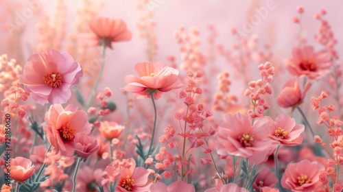 A field of pink flowers with the sun in the background © Maria Starus