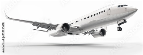 Airplane Flying in the Air on White Background