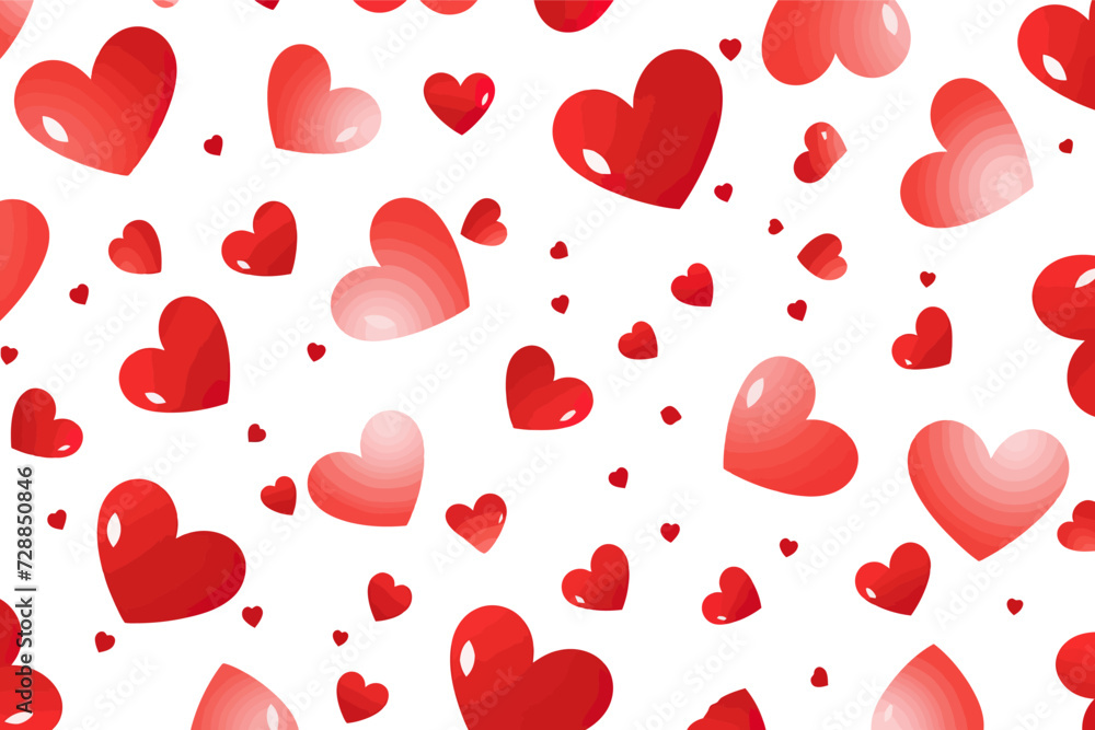Red love heart seamless pattern watercolor. Vector illustration design.
