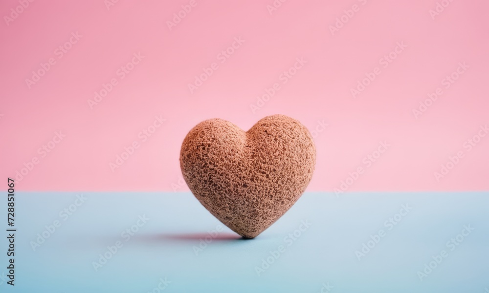 Textured heart shape on pastel background