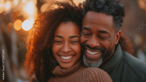 Joyful Embrace: African American Couple Sharing a Heartwarming Moment
