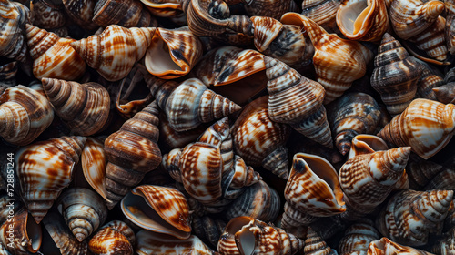  a pile of brown and white seashells sitting on top of a pile of brown and white shells on top of a pile of other brown and white shells.