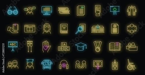 Inclusive education icon. Outline inclusive education vector icon neon color on black