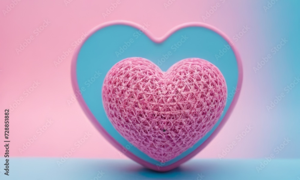 Textured heart shape on pastel background
