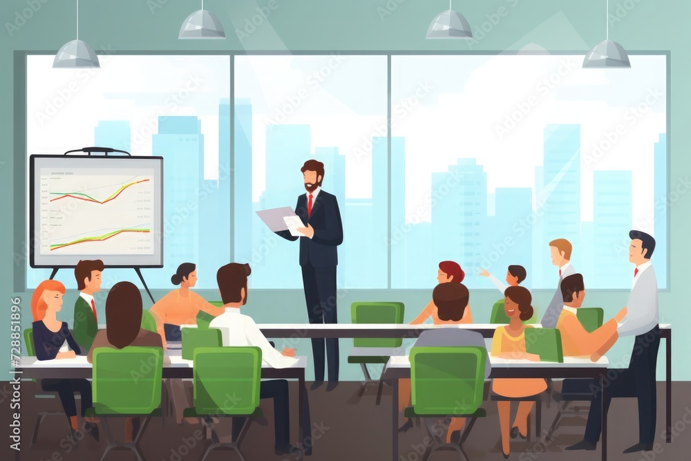 Ilustration, group of people on business training, Ilustration, group of people on business training,