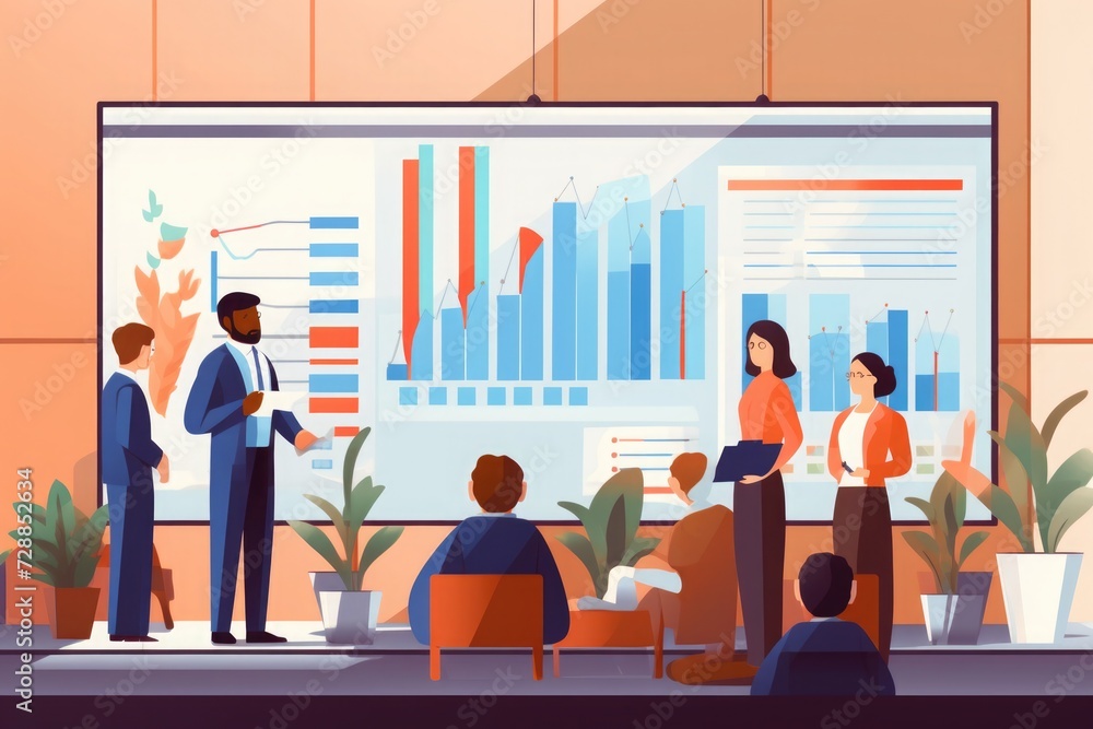 Ilustration, group of people on business training, Ilustration, group of people on business training,