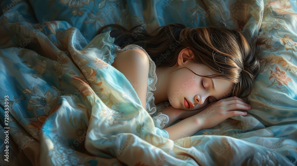 a little girl as she sleeps soundly in bed, nestled under a plush, soft, textured blanket that envelops her in warmth and comfort, creating a serene and cozy atmosphere. a little girl as she sleeps soundly in bed, nestled under a plush, soft, textured blanket that envelops her in warmth and comfort, creating a serene and cozy atmosphere.