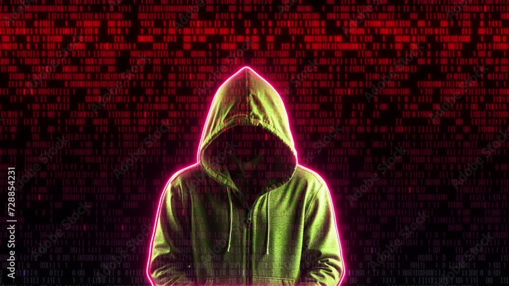 Hacker With Hoodie With Programming Code Animation On Black Background. Hacker Wearing Hoodie Hacking The Computer Programming System. Hacker Attack And Hacked The Computer Security, Hoodie Hacker Wit Hacker With Hoodie With Programming Code Animation On Black Background. Hacker Wearing Hoodie Hacking The Computer Programming System. Hacker Attack And Hacked The Computer Security, Hoodie Hacker Wit