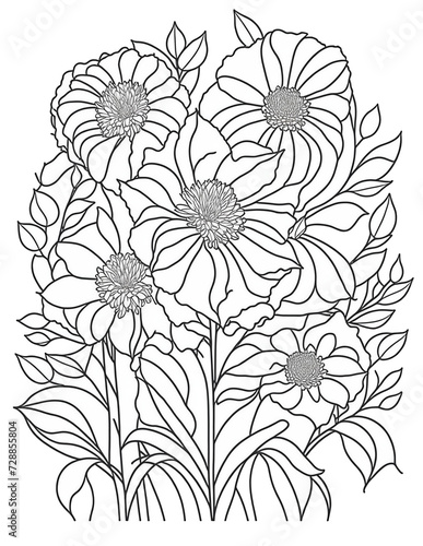 flowers coloring book for children and adults