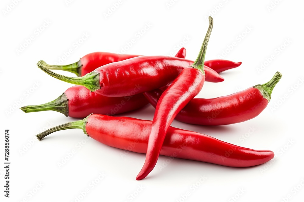 red chili peppers closeup isolated on white background