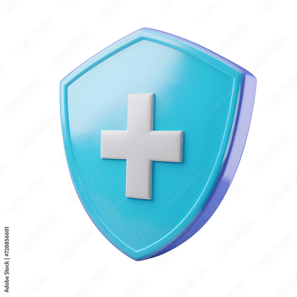 Health Care Concept in Simple Cartoon 3D Render: Blue Shield with Clipping Path for Medical Protection Illustration, Isolated on Transparent Background, PNG Health Care Concept in Simple Cartoon 3D Render: Blue Shield with Clipping Path for Medical Protection Illustration, Isolated on Transparent Background, PNG