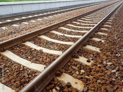 Railroad tracks railway empty background.