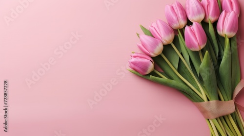 beautiful pink tulips on pink background. Neural network AI generated art © mehaniq41