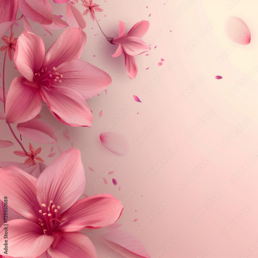 Elegant March 8th banner adorned with flowers and feminine elements, providing ample copyspace. Ideal for International Women's Day promotions, social media posts, and empowering content.
