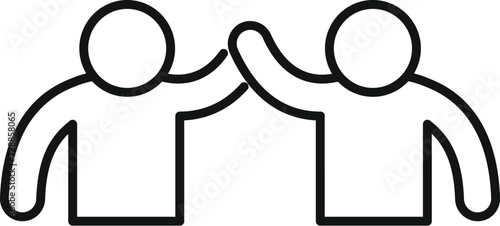 People couple shake icon outline vector. Service support. Care partner deal