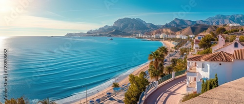 Photo Scenic view of the beautiful town of Albir, featuring the main boulevard promena