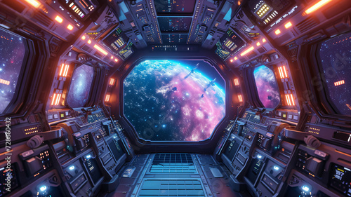 Fototapeta Naklejka Na Ścianę i Meble -  a spacecraft with panorama window