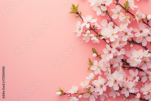 Wallpaper Mural Beautiful pink flowering branch in spring border background pastel pink background with delicate blooming flowers representing the concept of springtime with a f Torontodigital.ca