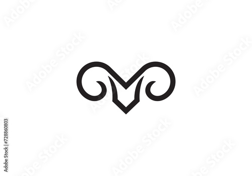 simple goat head logo design icon template	