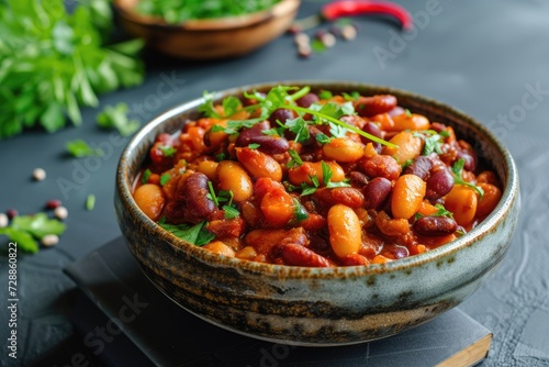 Bowl of homemade healthy baked beans