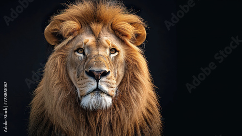 Majestic Lion king Portrait on black background