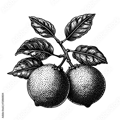 Lemons. Vintage woodcut engraving style vector illustration.