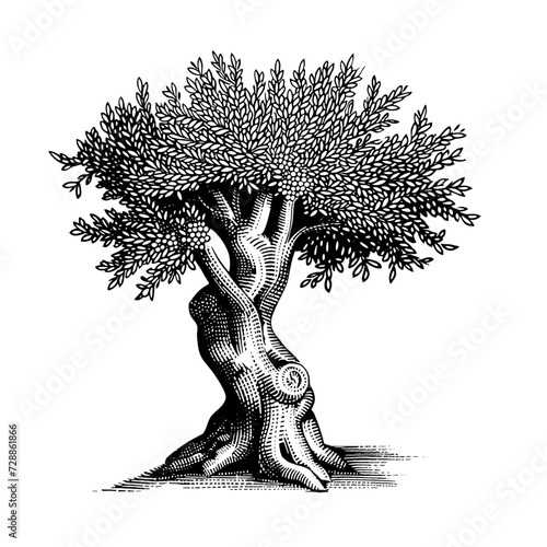 Olive Tree. Vintage woodcut engraving style vector illustration.