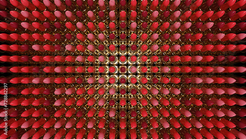 3d illustration, a collection of lipsticks of different color shades. Cosmetics, decorative cosmetics