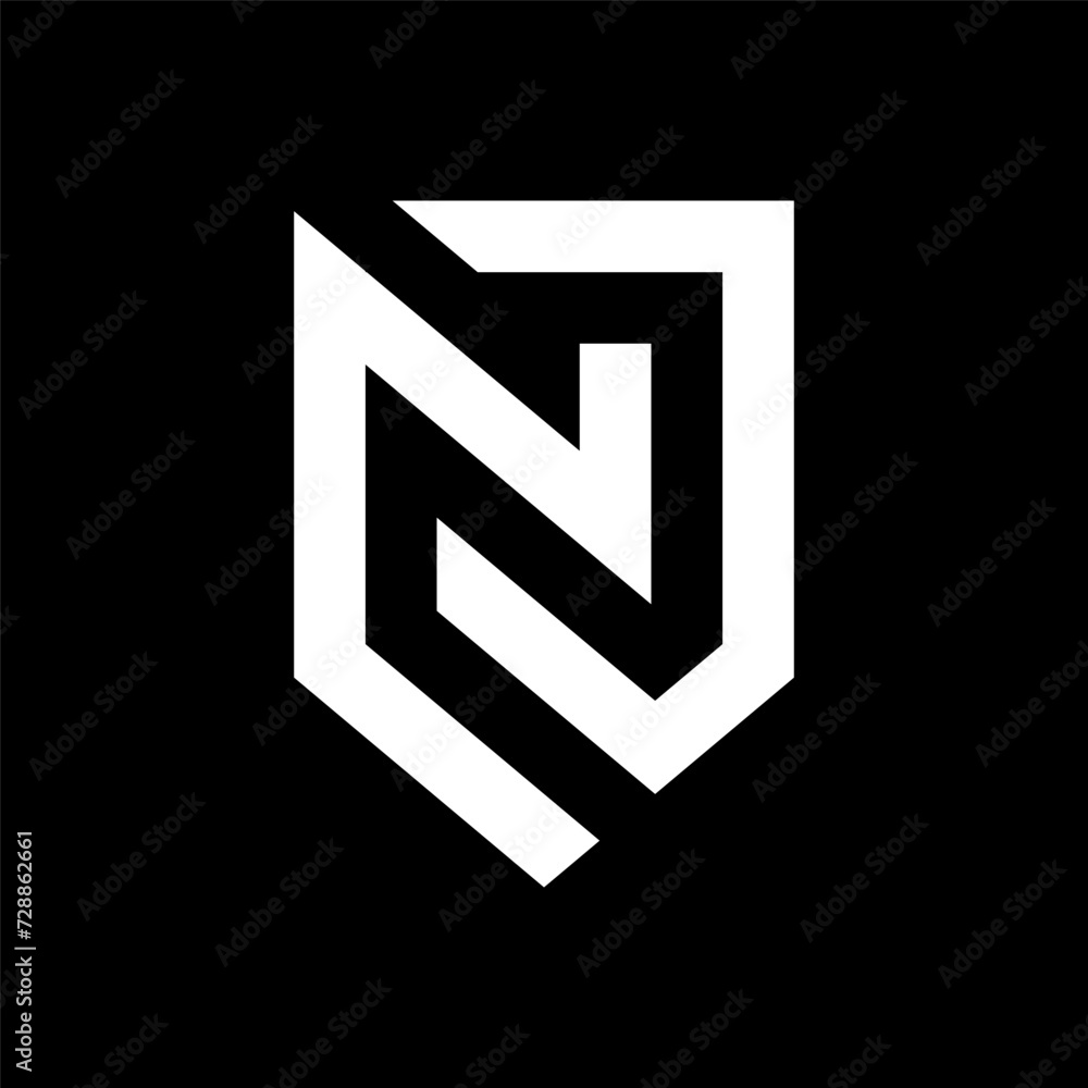 Letter N or NJ shield logo design Letter N or NJ shield logo design